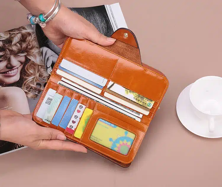 Genuine Leather Wallet for Women Female RFID Blocking Wallets Big Travel Zipper Women's Purse Ladies Long Phone Holder 8