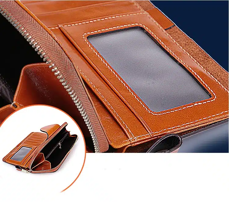 Genuine Leather Wallet for Women Female RFID Blocking Wallets Big Travel Zipper Women's Purse Ladies Long Phone Holder 10