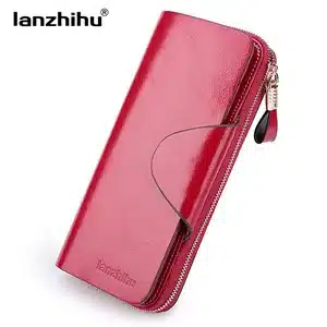 Genuine Leather Wallet for Women Female RFID Blocking Wallets Big Travel Zipper Women's Purse Ladies Long Phone Holder 17