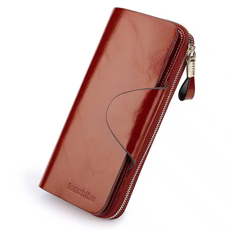 Genuine Leather Wallet for Women Female RFID Blocking Wallets Big Travel Zipper Women's Purse Ladies Long Phone Holder 18