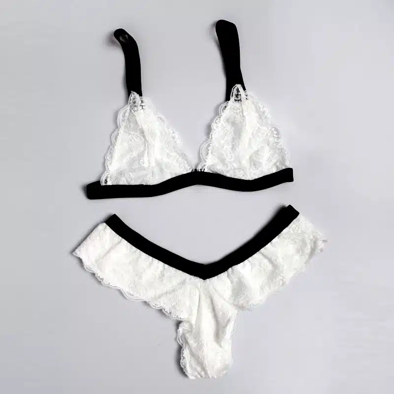 DeRuiLady Sexy Lingerie White Lace Bra Set Fashion Sexy Underwear Women Ultra-thin Transparent Bra And Panty Set Intimates Sets 16