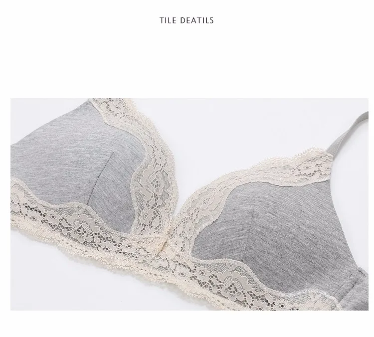 Underwear series solid color brief thin lave cotton bra set wireless underwear bra set 32