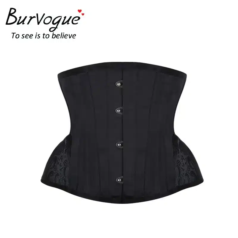 Burvogue Underbust Steampunk Corset Waist Control Gothic Corsets Cincher with Curved Hem Bustiers Embroidery Short Waist Trainer 15