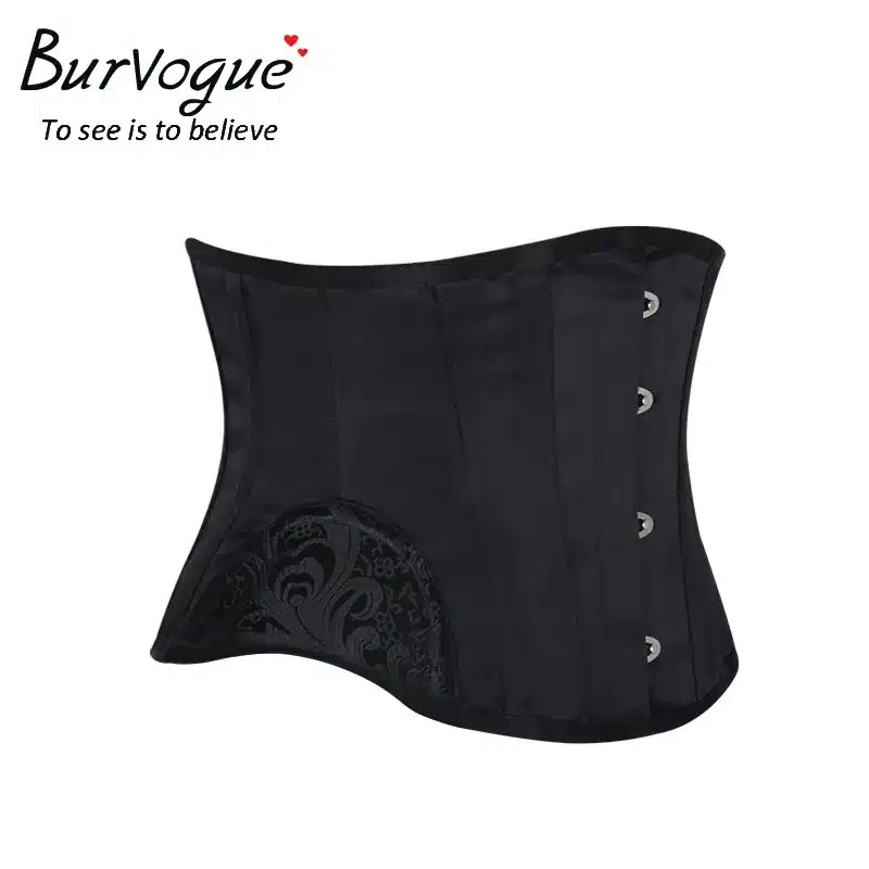 Burvogue Underbust Steampunk Corset Waist Control Gothic Corsets Cincher with Curved Hem Bustiers Embroidery Short Waist Trainer 17