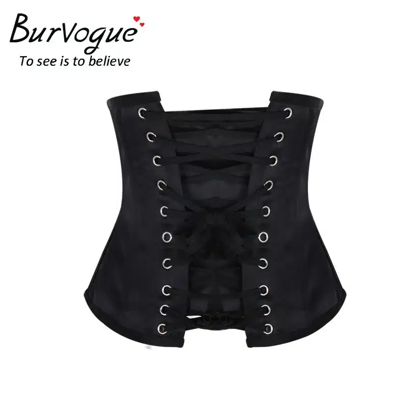 Burvogue Underbust Steampunk Corset Waist Control Gothic Corsets Cincher with Curved Hem Bustiers Embroidery Short Waist Trainer 18