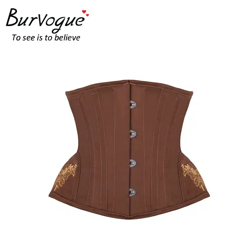 Burvogue Underbust Steampunk Corset Waist Control Gothic Corsets Cincher with Curved Hem Bustiers Embroidery Short Waist Trainer 24