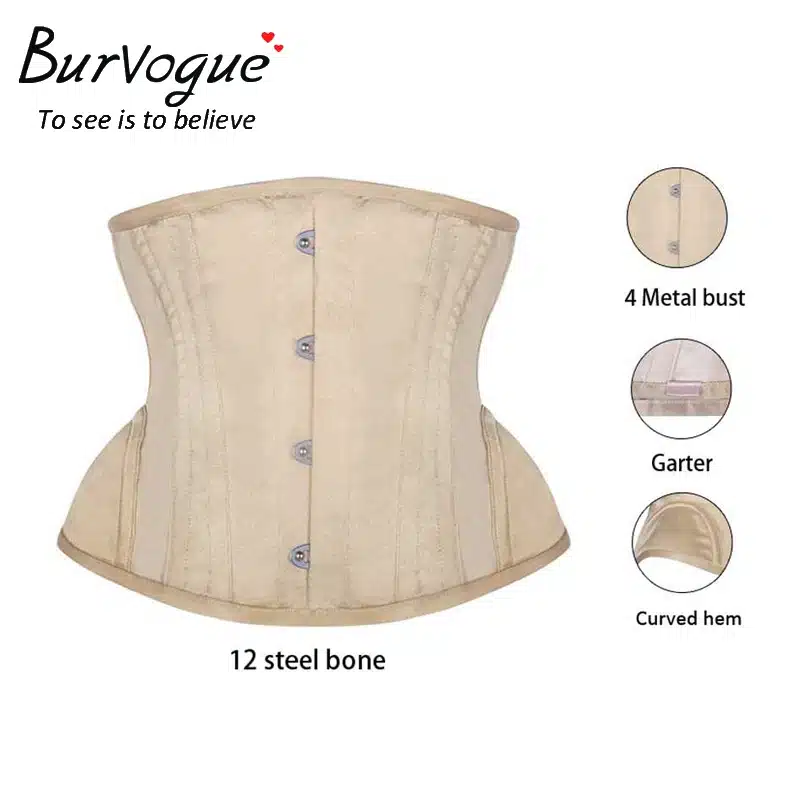 Burvogue Underbust Steampunk Corset Waist Control Gothic Corsets Cincher with Curved Hem Bustiers Embroidery Short Waist Trainer 26