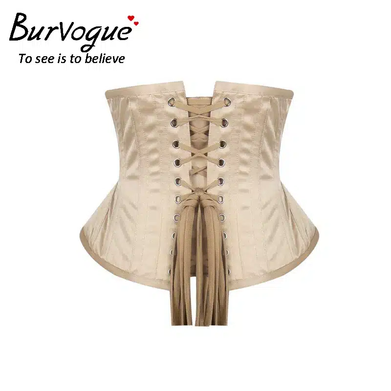 Burvogue Underbust Steampunk Corset Waist Control Gothic Corsets Cincher with Curved Hem Bustiers Embroidery Short Waist Trainer 27