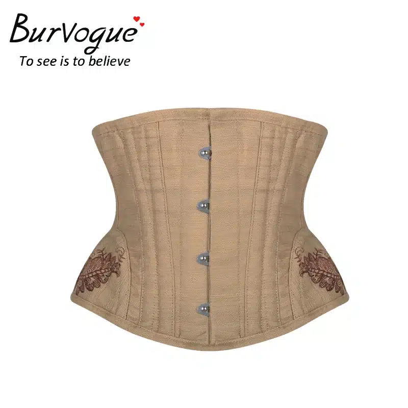 Burvogue Underbust Steampunk Corset Waist Control Gothic Corsets Cincher with Curved Hem Bustiers Embroidery Short Waist Trainer 28