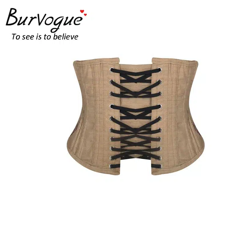 Burvogue Underbust Steampunk Corset Waist Control Gothic Corsets Cincher with Curved Hem Bustiers Embroidery Short Waist Trainer 29