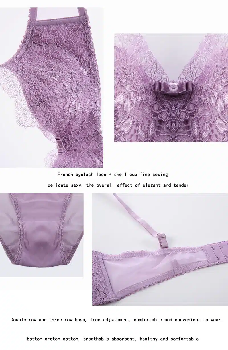 CINOON 2018 Sexy Women Lace Lingerie Bra Set Push Up Bras And Underwear Sets Plus size A B C D Cup Embroidery Bra And Panty Set 19