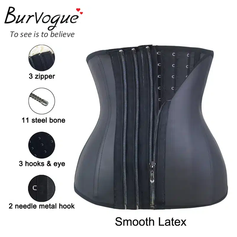 Burvogue11 Steel Bone Waist Corset Zipper&Buckle Latex Waist Trainer Women Firm Corsets Slimming Waist Control Corsets Underbust 11