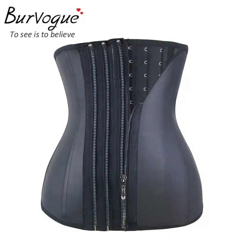 Burvogue11 Steel Bone Waist Corset Zipper&Buckle Latex Waist Trainer Women Firm Corsets Slimming Waist Control Corsets Underbust 13