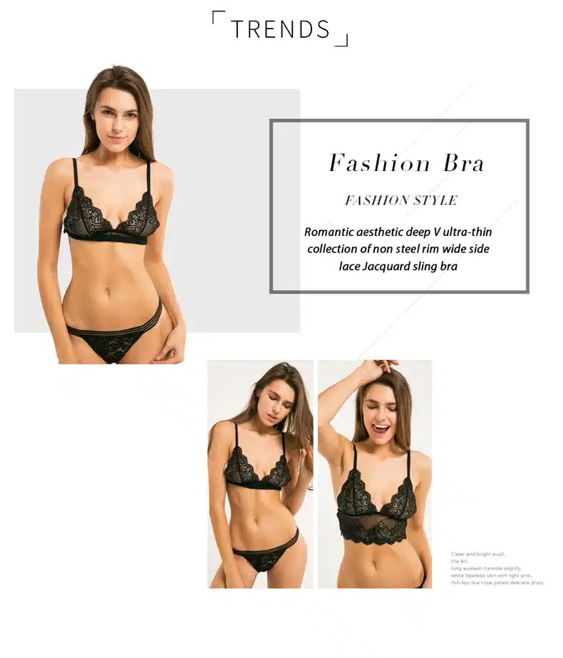 Missomo 2018 Fashion New Women Lace Mesh Solid Soft Black Bra Adjustable Bralette Trim Bra Underwear 13