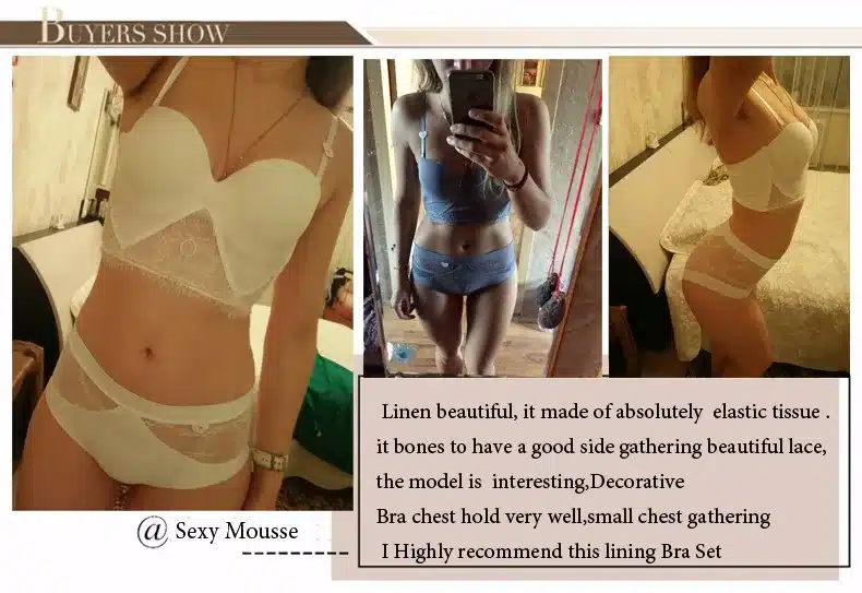 Sexy Mousse Womens Bra Brief Sets highwaist Seamless Push up Bras White Black Sexy Lingerie Gathering Padded france Lace bras 13