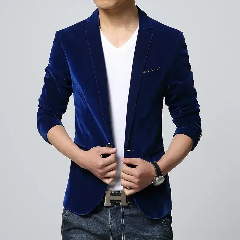 Mens blazer slim fit suit jacket black navy blue velvet 2018 spring autumn outwear coat Free shipping Suits For Men 10