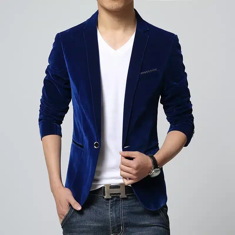 Mens blazer slim fit suit jacket black navy blue velvet 2018 spring autumn outwear coat Free shipping Suits For Men 12