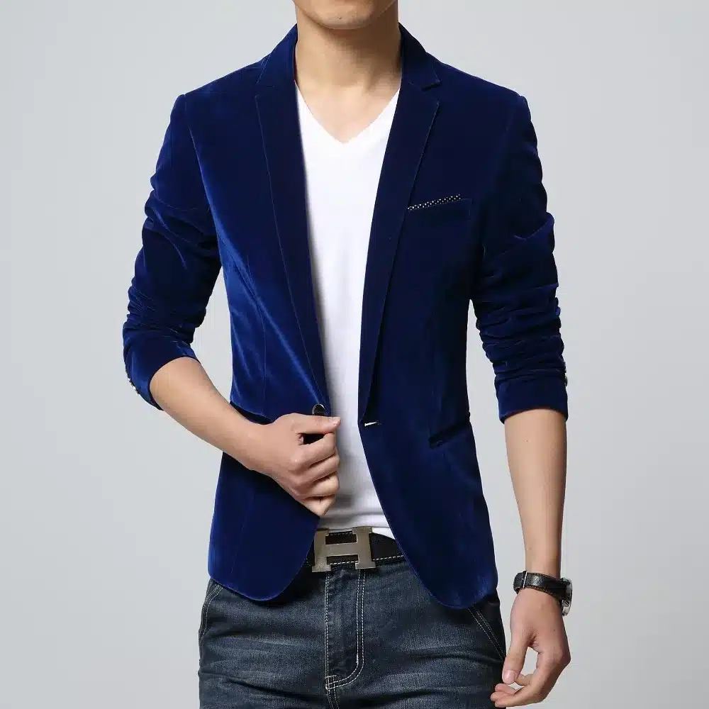 Mens blazer slim fit suit jacket black navy blue velvet 2018 spring autumn outwear coat Free shipping Suits For Men 13