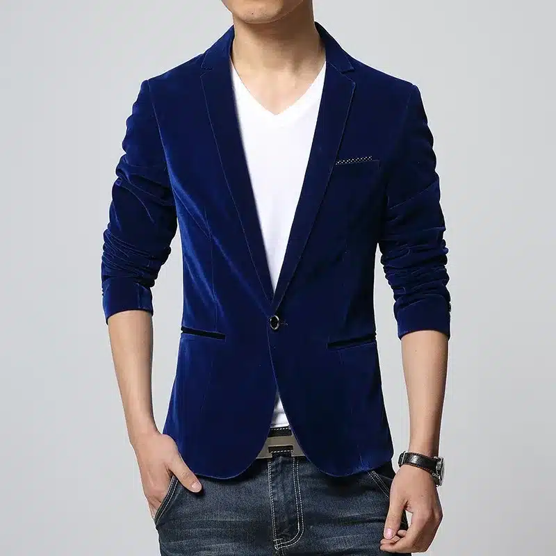 Mens blazer slim fit suit jacket black navy blue velvet 2018 spring autumn outwear coat Free shipping Suits For Men 15