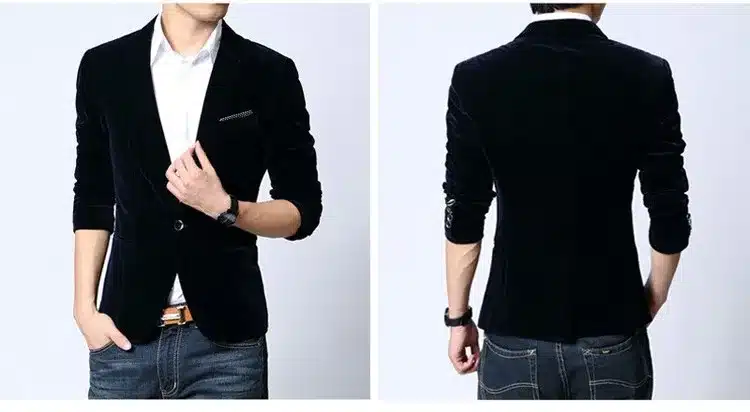 Mens blazer slim fit suit jacket black navy blue velvet 2018 spring autumn outwear coat Free shipping Suits For Men 17