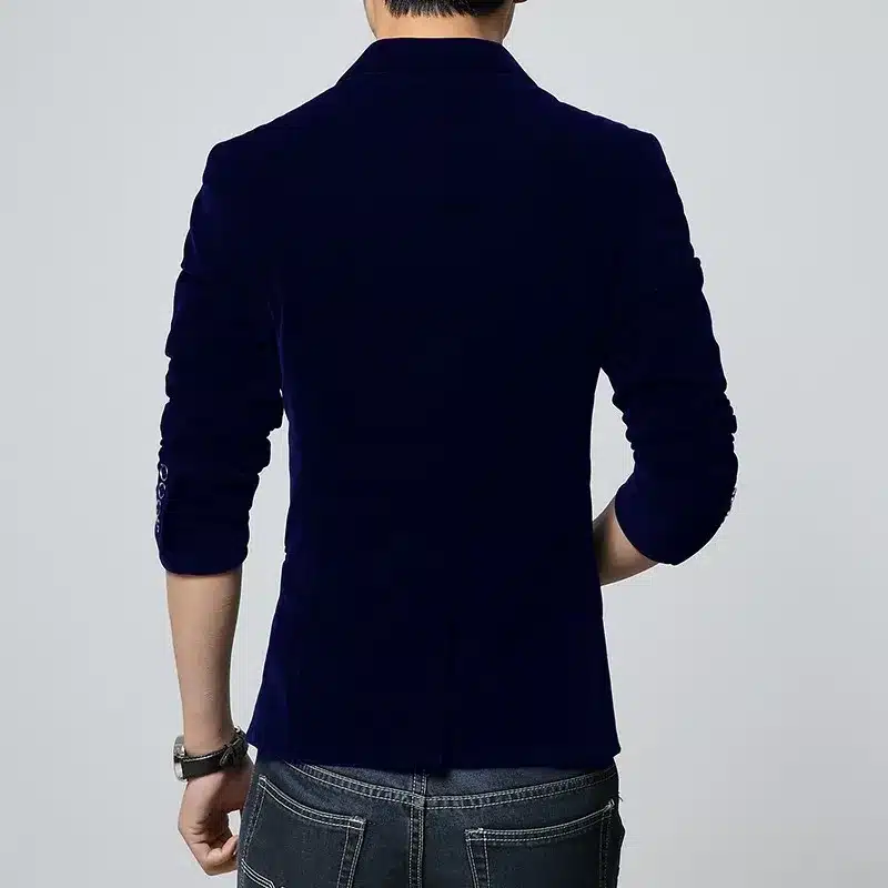 Mens blazer slim fit suit jacket black navy blue velvet 2018 spring autumn outwear coat Free shipping Suits For Men 22
