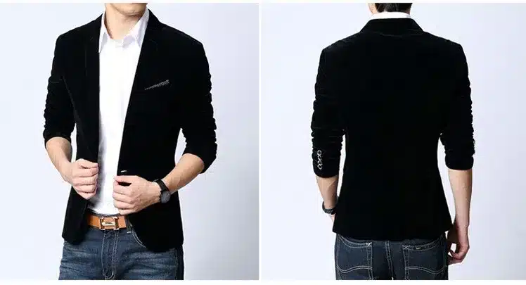 Mens blazer slim fit suit jacket black navy blue velvet 2018 spring autumn outwear coat Free shipping Suits For Men 25