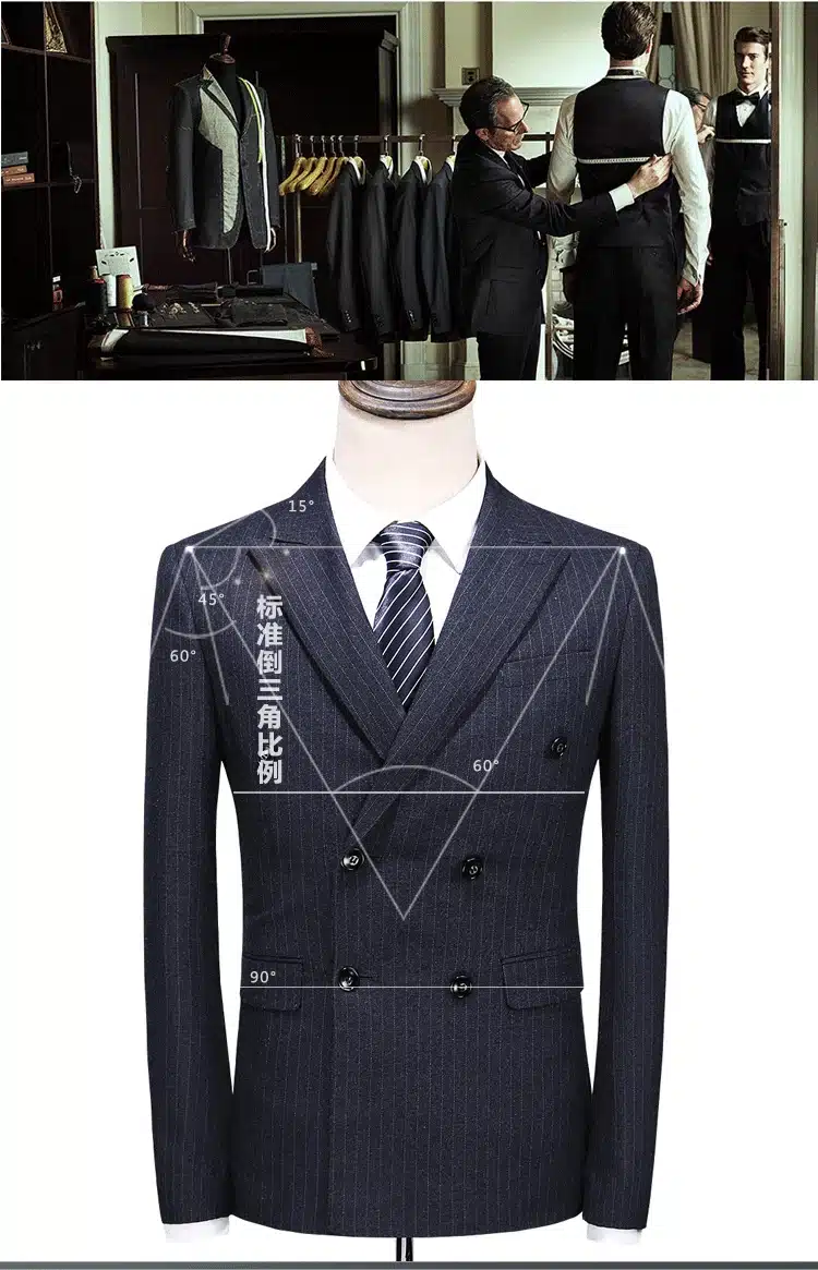 MarKyi fashion double breasted striped mens italian suit plus size 5xl mens classic suits mens designer clothes 3 pieces 9