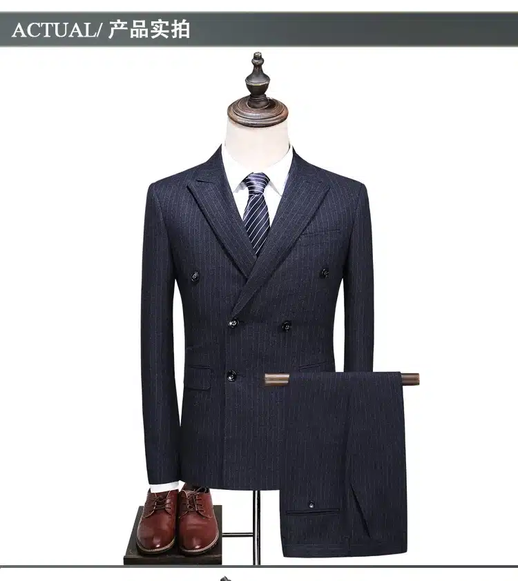 MarKyi fashion double breasted striped mens italian suit plus size 5xl mens classic suits mens designer clothes 3 pieces 10