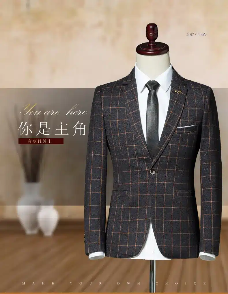 Plaid Leisure Blazer Men Slim Fit Single Button 2018 New Brand Clothing Blazer Jackets M- 5XL Casual Office Blazer Masculino 15