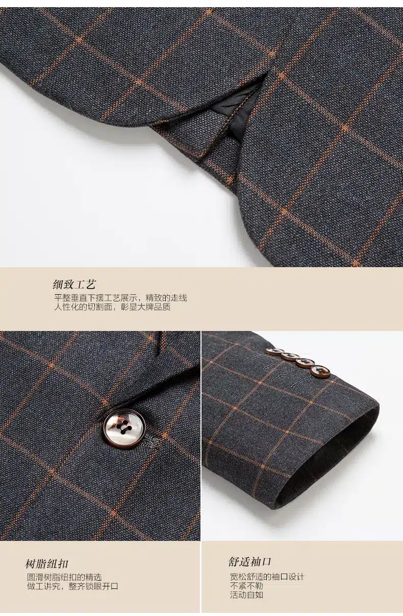 Plaid Leisure Blazer Men Slim Fit Single Button 2018 New Brand Clothing Blazer Jackets M- 5XL Casual Office Blazer Masculino 21
