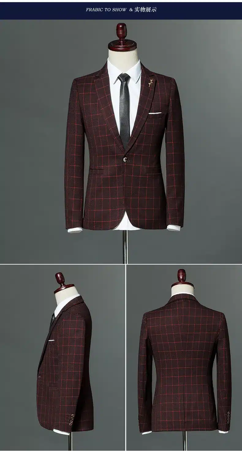 Plaid Leisure Blazer Men Slim Fit Single Button 2018 New Brand Clothing Blazer Jackets M- 5XL Casual Office Blazer Masculino 22