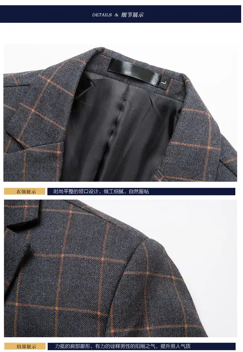 Plaid Leisure Blazer Men Slim Fit Single Button 2018 New Brand Clothing Blazer Jackets M- 5XL Casual Office Blazer Masculino 26