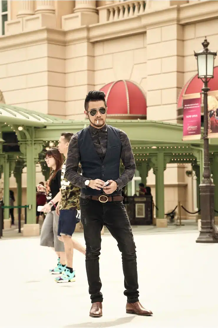 men casual sleeveless jacket coat mens formal waistcoats dress suit vest slim Three button Woolen vest British autumn suit vest 12
