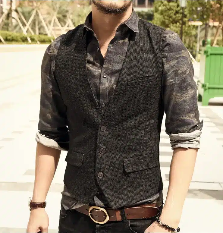 men casual sleeveless jacket coat mens formal waistcoats dress suit vest slim Three button Woolen vest British autumn suit vest 13