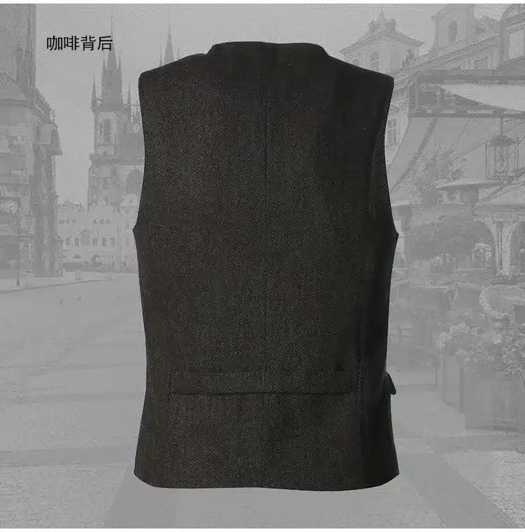 men casual sleeveless jacket coat mens formal waistcoats dress suit vest slim Three button Woolen vest British autumn suit vest 34