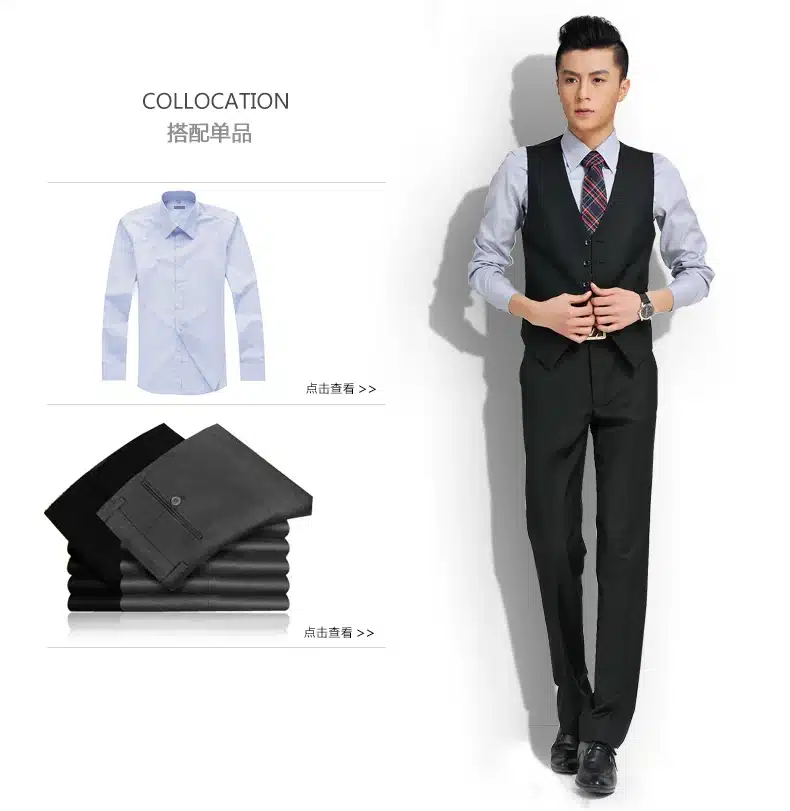 New Wedding Dress High-quality Goods Cotton Men's Fashion Design Suit Vest / Grey Black High-end Men's Business Casual Suit Vest 6