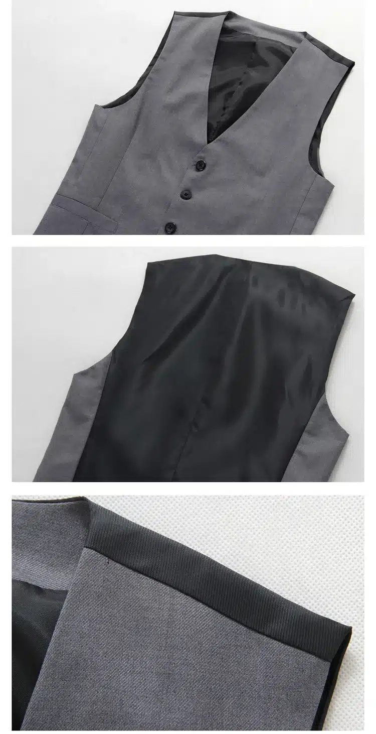 New Wedding Dress High-quality Goods Cotton Men's Fashion Design Suit Vest / Grey Black High-end Men's Business Casual Suit Vest 12