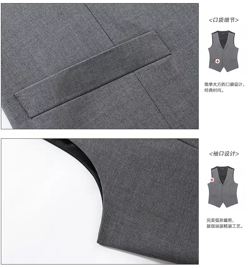 New Wedding Dress High-quality Goods Cotton Men's Fashion Design Suit Vest / Grey Black High-end Men's Business Casual Suit Vest 16