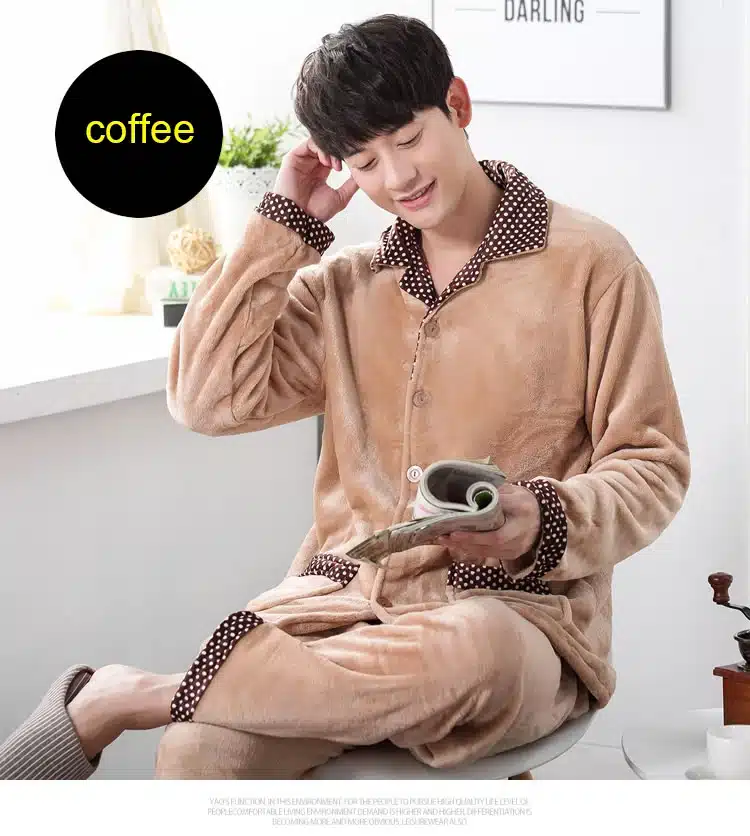 SusanDick 2017 New Winter Pajamas Men Thick Fleece Pajama Sets Luxury Warm Sleepwear Plaid Suits Man Casual Home Clothes Pijama 8