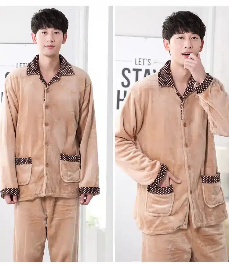 SusanDick 2017 New Winter Pajamas Men Thick Fleece Pajama Sets Luxury Warm Sleepwear Plaid Suits Man Casual Home Clothes Pijama 9
