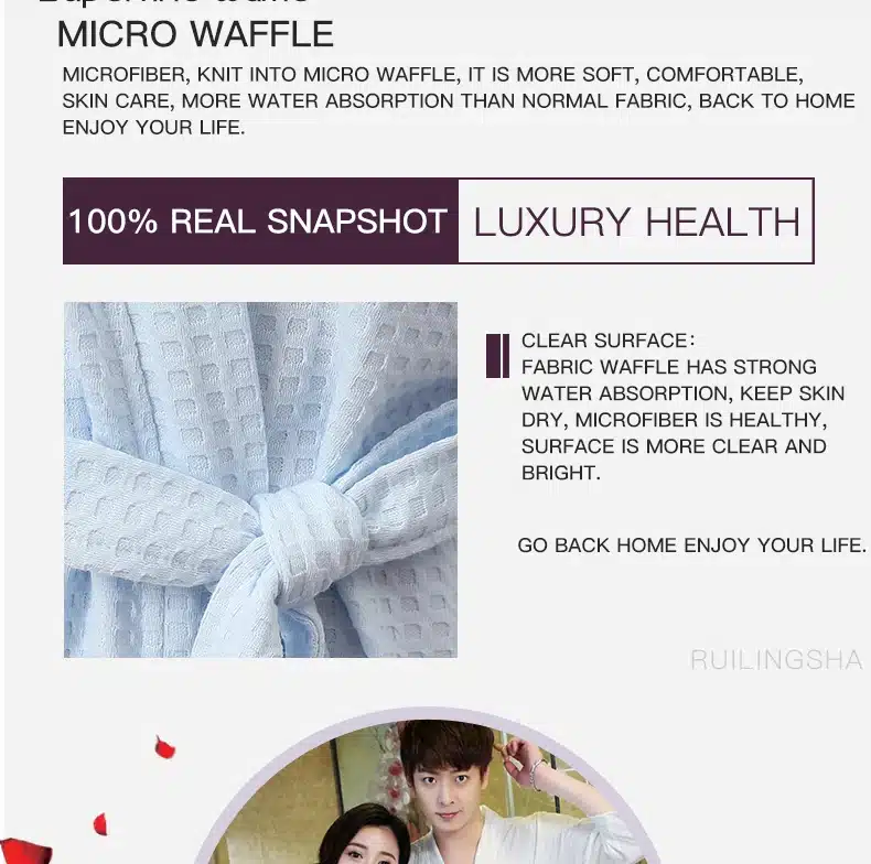 Lovers Summer Water Absorption Fashion Towel Bath Robe Men Sexy Kimono Waffle Bathrobe Mens Plus Size Dressing Gown Male Robes 14