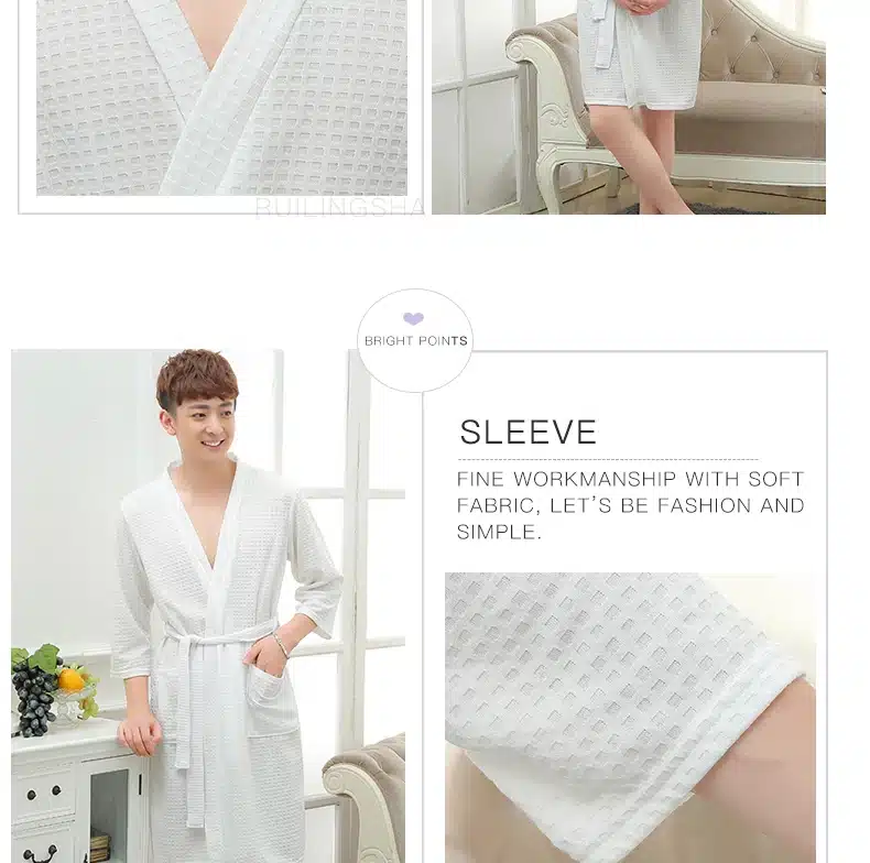Lovers Summer Water Absorption Fashion Towel Bath Robe Men Sexy Kimono Waffle Bathrobe Mens Plus Size Dressing Gown Male Robes 18