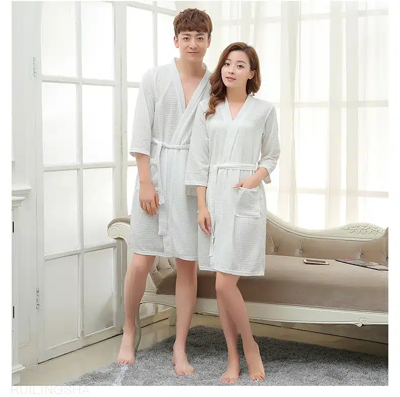 Lovers Summer Water Absorption Fashion Towel Bath Robe Men Sexy Kimono Waffle Bathrobe Mens Plus Size Dressing Gown Male Robes 20