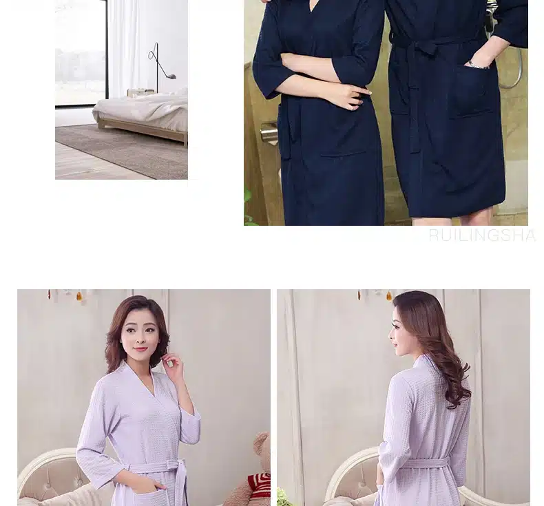 Lovers Summer Water Absorption Fashion Towel Bath Robe Men Sexy Kimono Waffle Bathrobe Mens Plus Size Dressing Gown Male Robes 24