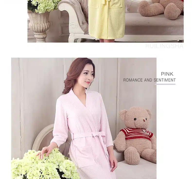 Lovers Summer Water Absorption Fashion Towel Bath Robe Men Sexy Kimono Waffle Bathrobe Mens Plus Size Dressing Gown Male Robes 26