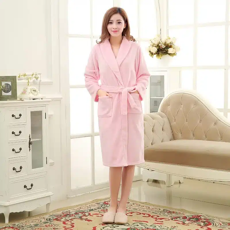 On Sale Men Women Luxury Winter Bathrobe Mens Warm Silk Flannel Long Kimono Bath Robe Male Bathrobes Lovers Night Dressing Gown 23