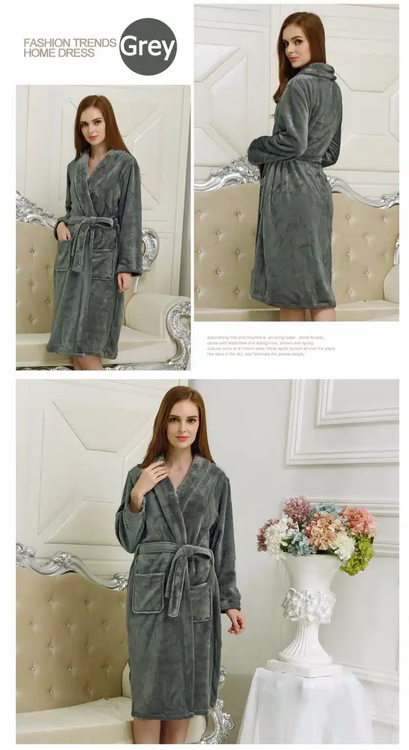 On Sale Men Women Luxury Winter Bathrobe Mens Warm Silk Flannel Long Kimono Bath Robe Male Bathrobes Lovers Night Dressing Gown 27