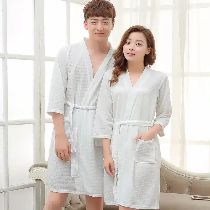Men Waffle Bath Robe Suck Water Elegant Bathrobe Male Night Dressing Gown Mens Plus Size Kimono Robes Classic Lounge Sleepwear 12