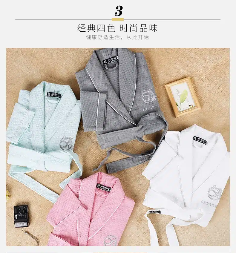 Waffle bathrobe men women cotton terry XL men's robe nightgown ladies sleepwear long soft home hotel spring summer 6