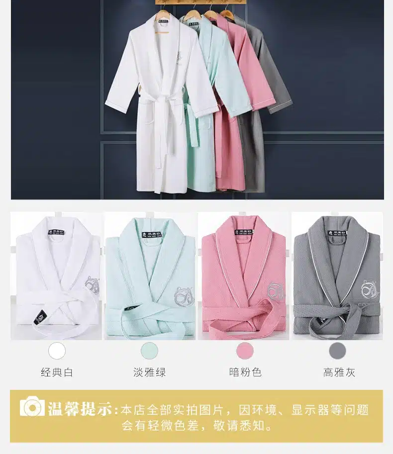 Waffle bathrobe men women cotton terry XL men's robe nightgown ladies sleepwear long soft home hotel spring summer 7